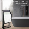 3 Tier Free Standing Towel Rail Stand Unit Rack Storage Bathroom Moveable Black