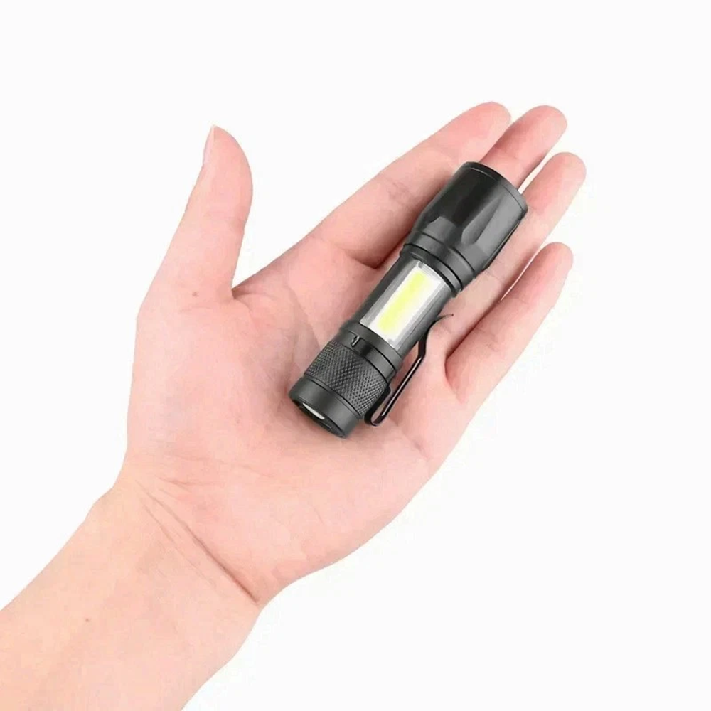 LED Telescopic Mini Flashlight Torch USB Rechargeable Pen Light For Camping COB Light