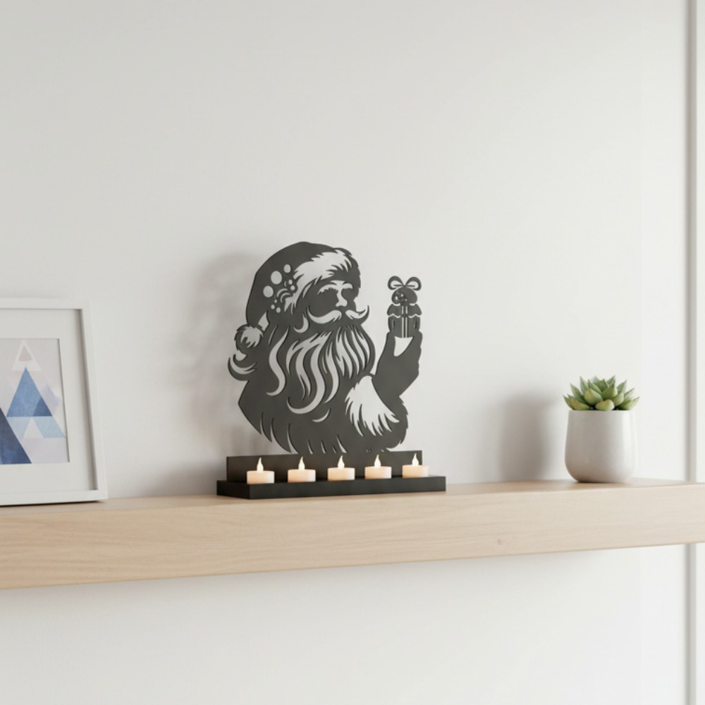 Santa Claus Rustproof Iron Candle Holder