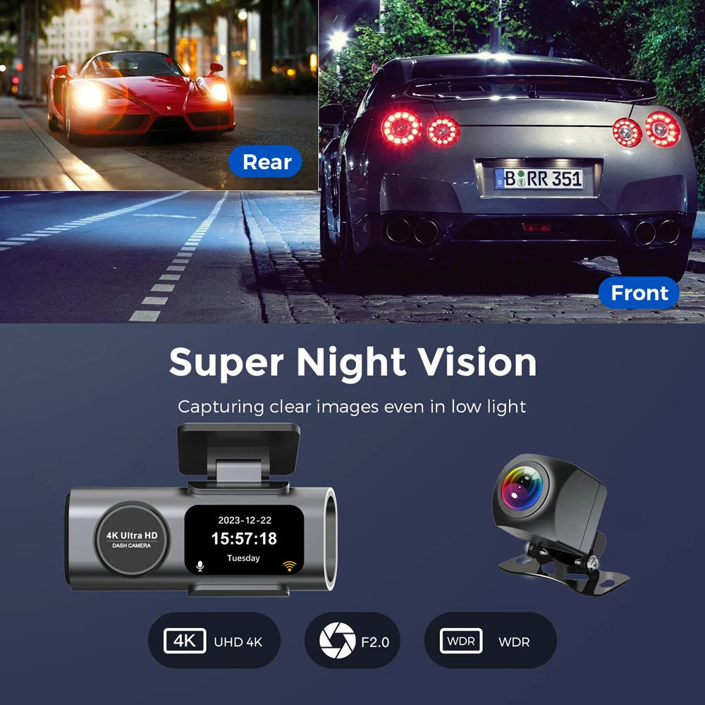 High definition Front and rear Dual Recording  WiFi Smartphone Connectivity  A Hidden In-car Dash Cam