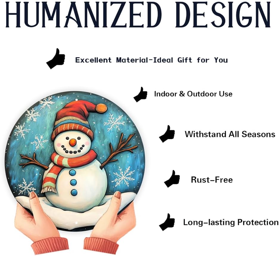 Christmas Snowman Aluminum Sign 8x8 Inch