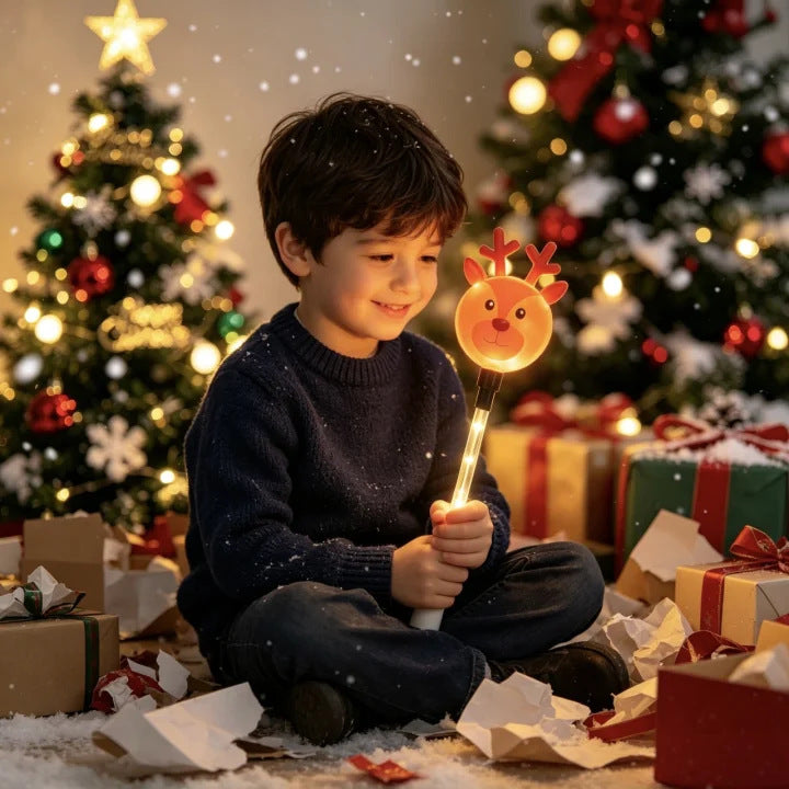 Christmas LED Handheld Light Santa Snowman Reindeer Kids Party Holiday