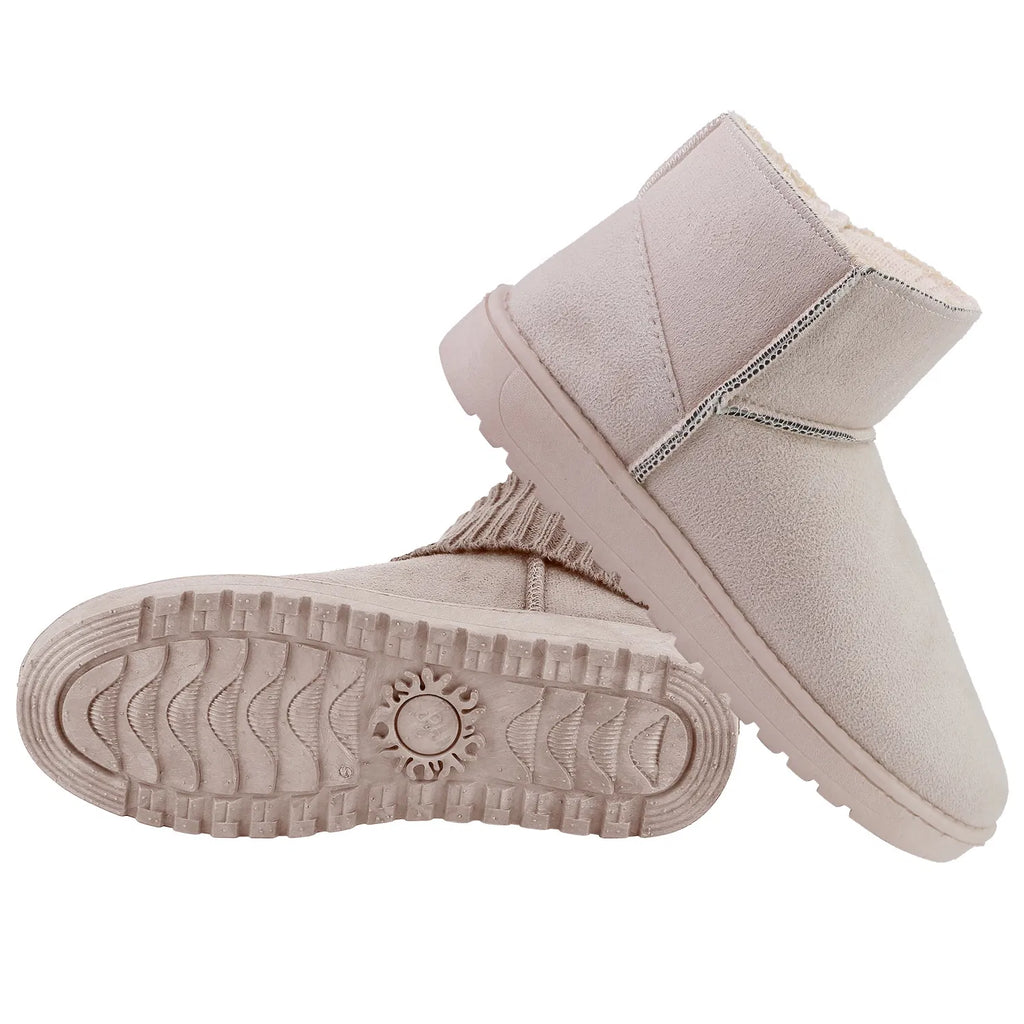 Women's Suede Mid-Calf Plush Snow Boots