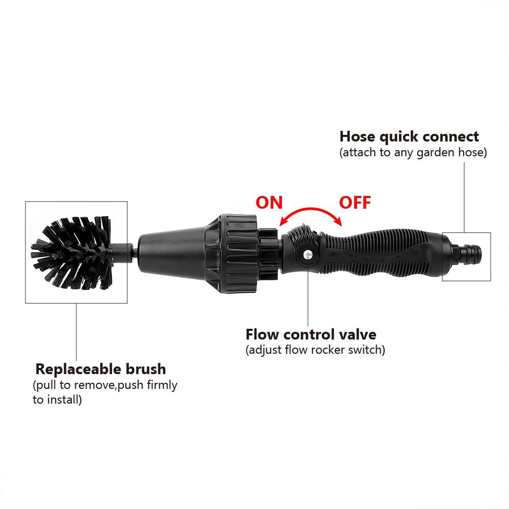 Water-Powered Rotating Cleaning Brush