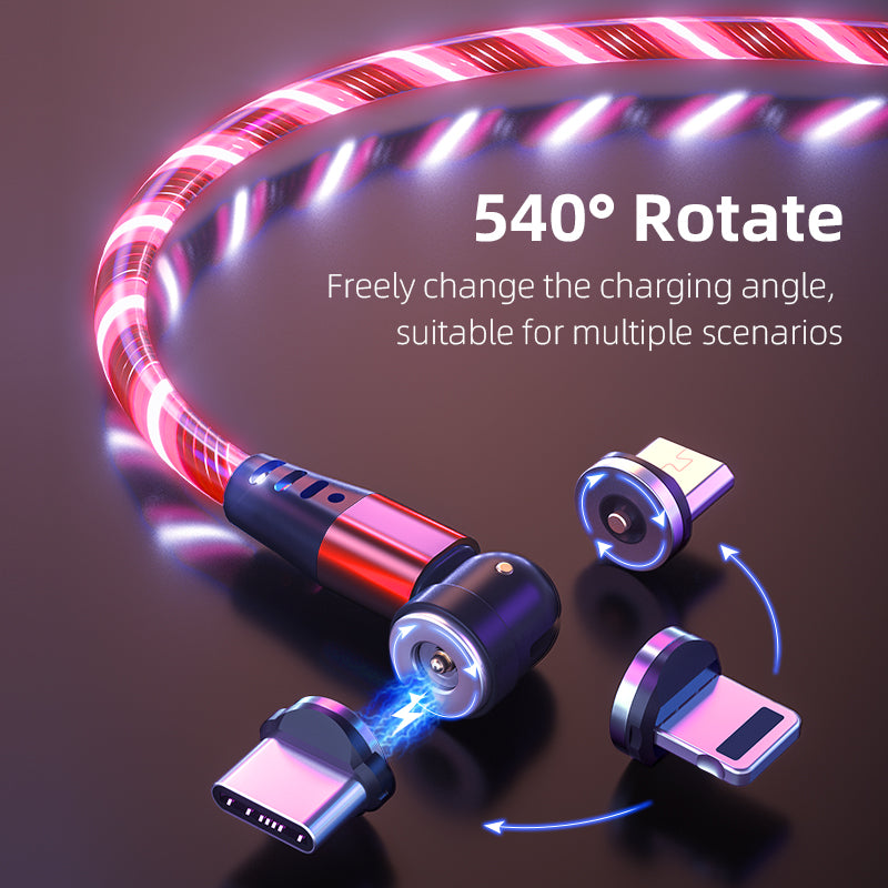 540° Rotating Magnetic Glow Charging Cable