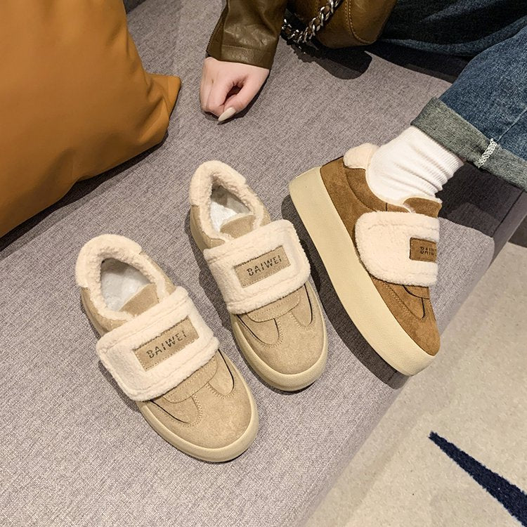 Velcro And Velvet Outer Warm Snow Boots