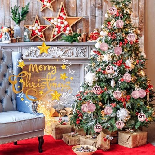 24PCSPink Christmas Ball Ornaments, 60mm Shatterproof Tree