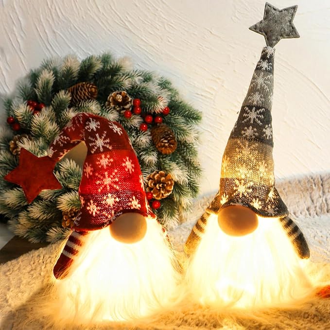 2-Piece 15-Inch Lighted Christmas Gnomes