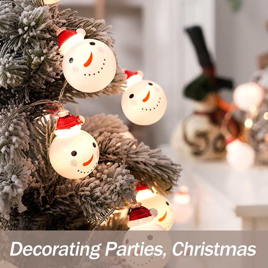 10-Piece Battery-Operated Snowman Christmas String Lights, Waterproof