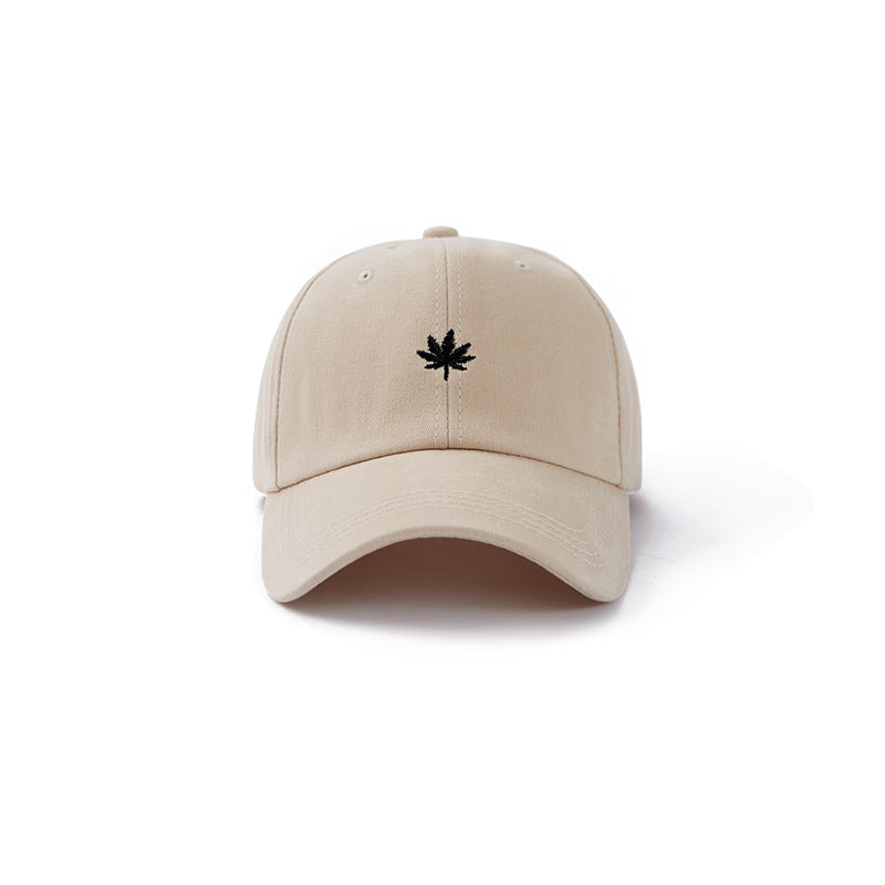 Embroidered Maple Leaf Cotton Baseball Cap, Adjustable