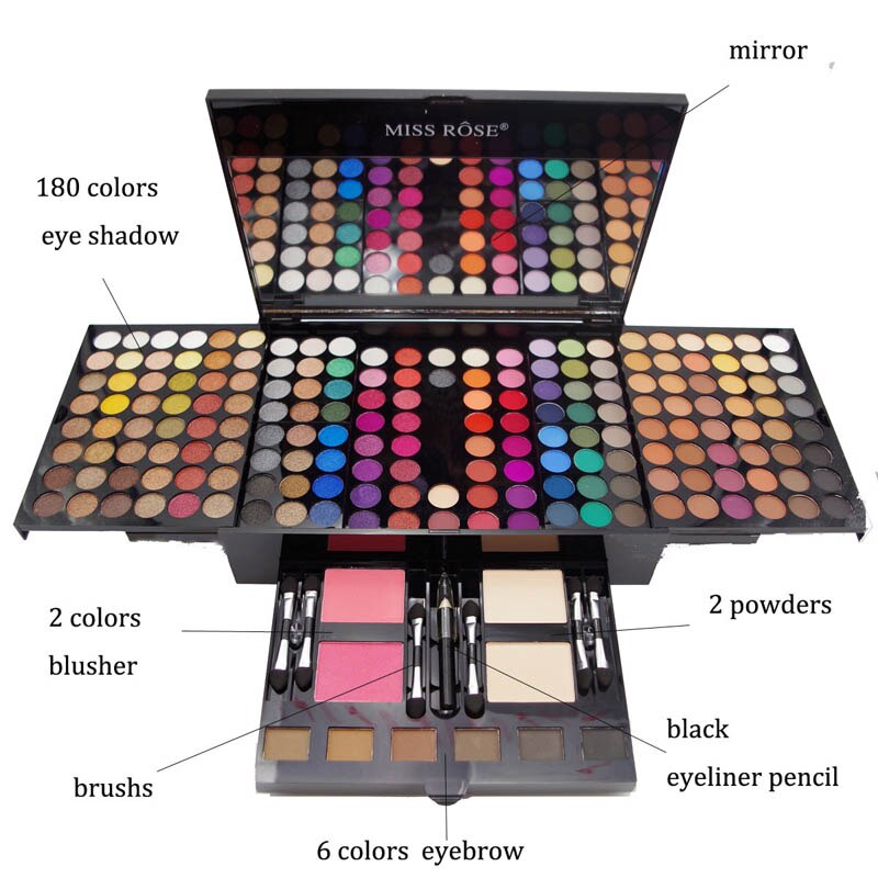 180-Color Piano Eyeshadow and Blush Makeup Palette