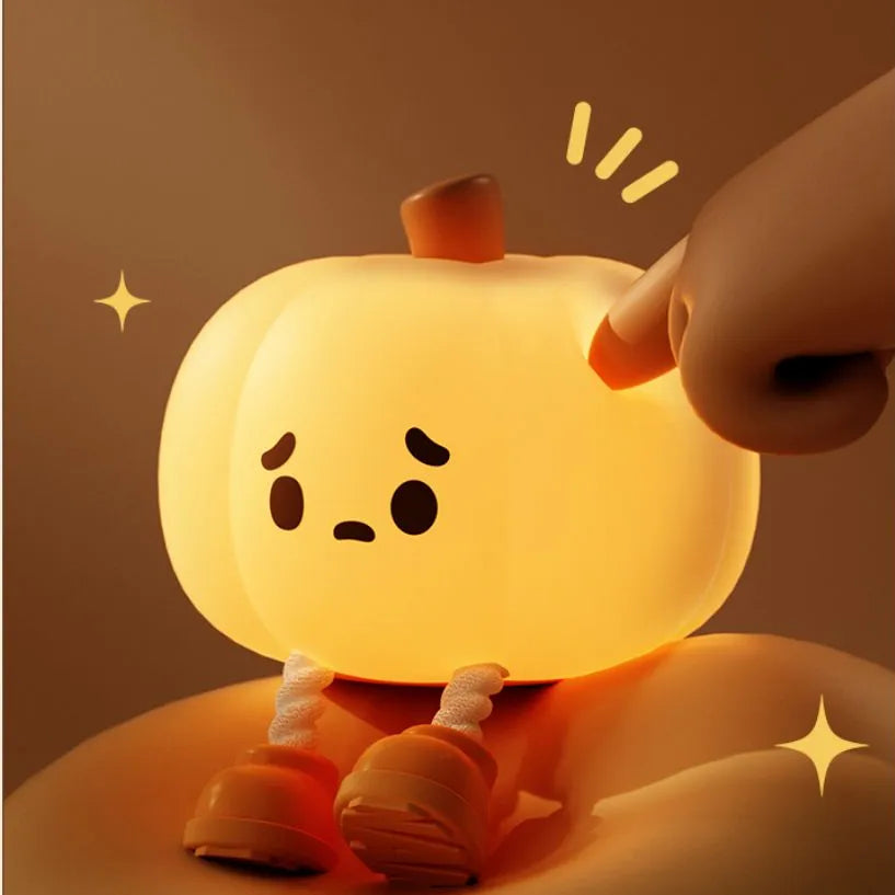 Silicone Pumpkin Night Light, Rechargeable & Dimmable