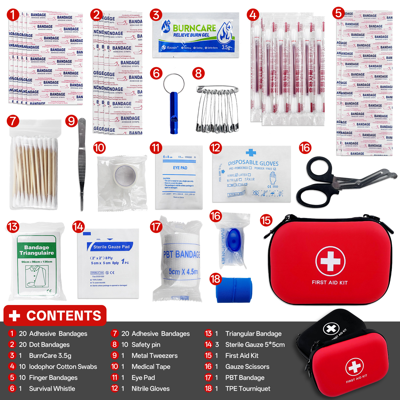 91pcs Portable Emergency First Aid Kit for Travel