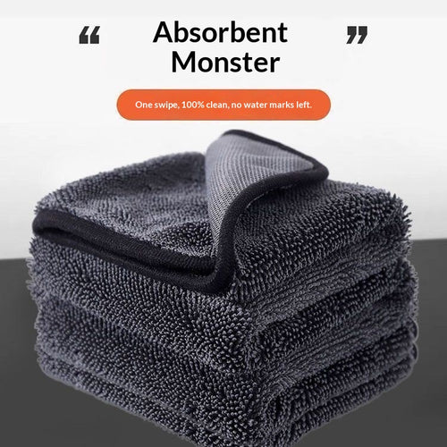 2pc  Super Absorbent Thickened Microfiber Car Wash Drying Towel Lint Free Streak Free Auto Cleaning Cloth 500g