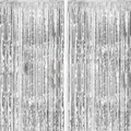 2 Pack Silver Foil Curtain Party Streamers Metallic Tinsel Foil