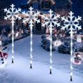 4 Pack Solar Snowflake Pathway Lights, White Christmas Yard Decor