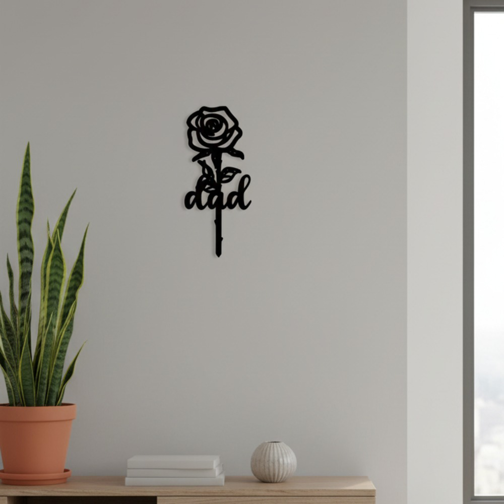 Metal Rose "Dad" Memorial Wall Plaque
