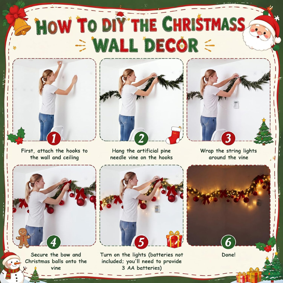 161 Pcs Christmas Hallway Ceiling Decor Kit, LED Lights Garland