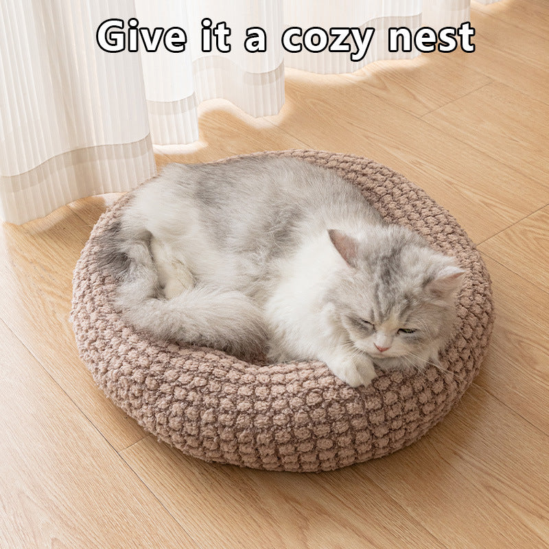 Round Winter Pet House Bed for Dogs and Cats