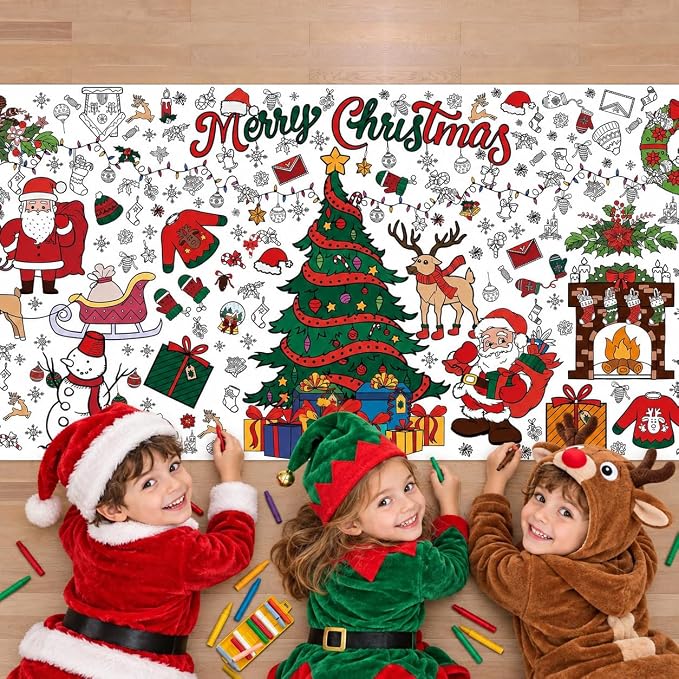 Giant Christmas Coloring Poster And Tablecloth For Kids