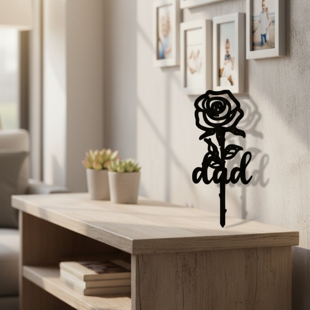 Metal Rose "Dad" Memorial Wall Plaque