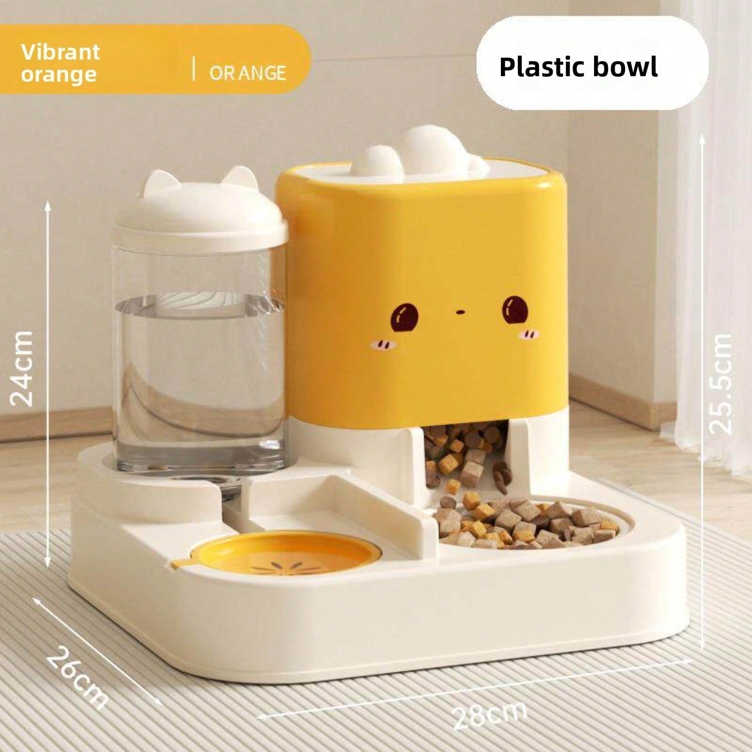 2 In 1 Automatic Pet Feeder And Water Dispenser, Large Capacity 2300ML Feeder & 1000ML Water Bowl, Gravity Refill Anti Spill Stable Pet Food Water Bowl For Cats Dogs, Yellow Pink Green Available