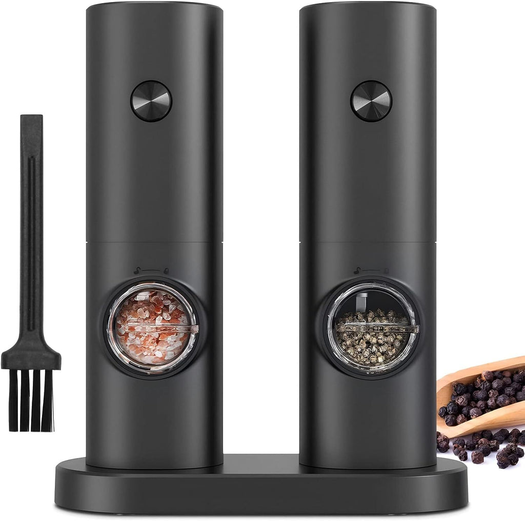 2x Electric Salt And Pepper Grinder LED Auto Mill Shaker Adjustable Coarseness