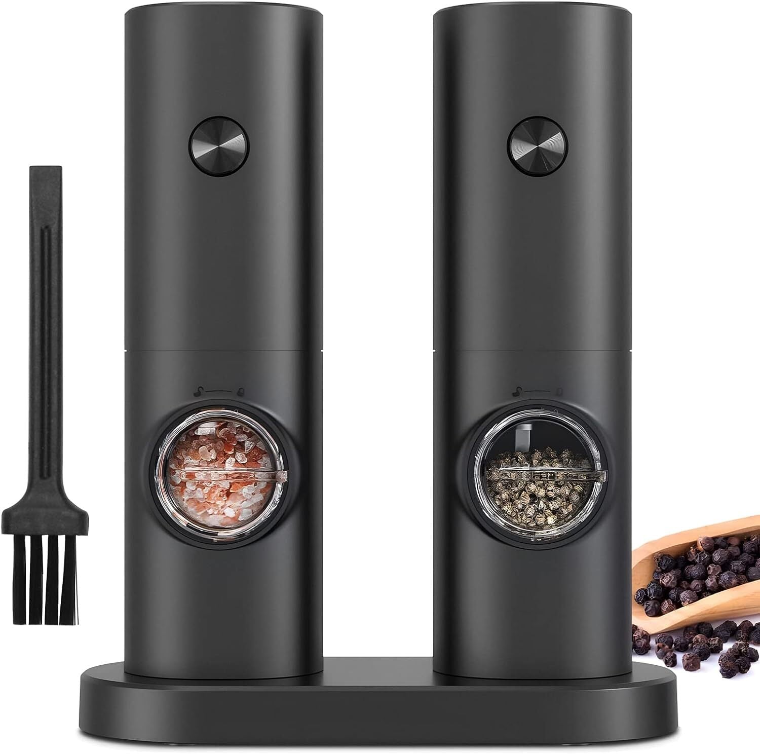 2x Electric Salt And Pepper Grinder LED Auto Mill Shaker Adjustable Coarseness