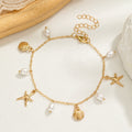 Adjustable Alloy Starfish Pendant Anklet For Women