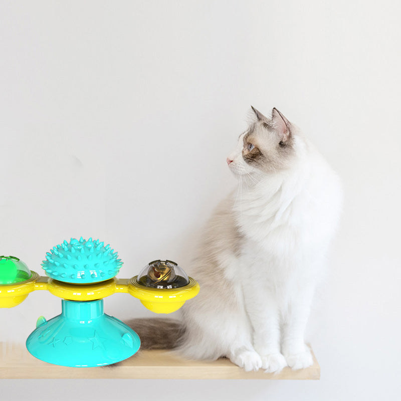 Cat Rotating Windmill Toy with Scratcher