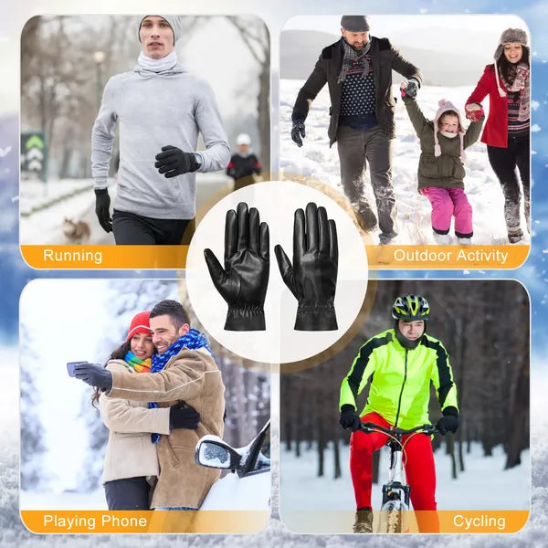 Unisex Leather Windproof Winter Gloves