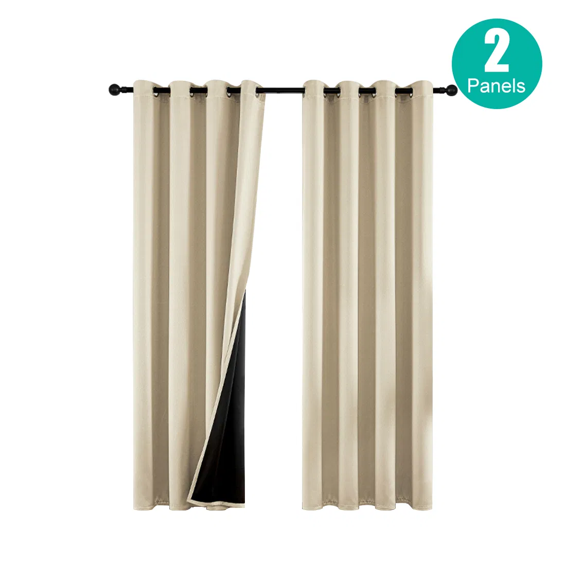 Polyester Grommets Thermal Insulated With Coated Lining 52 In.W63 In. L Indoor Blackout Curtains 3 Colors Available,Set Of 2