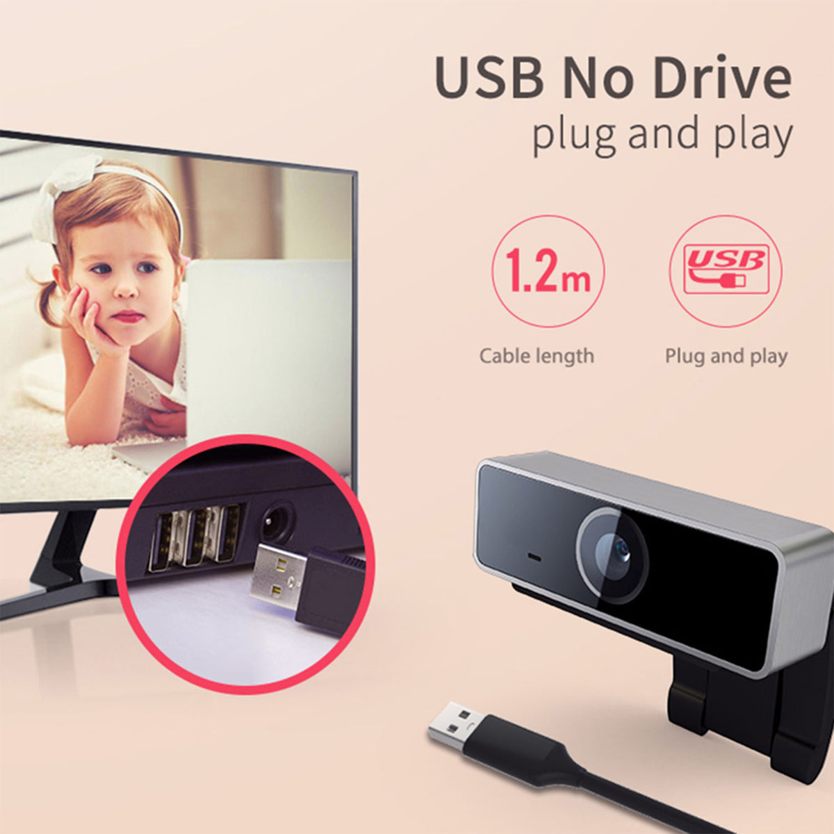 1Pc FHD 1080P Webcam USB PC Computer Webcam Auto Focus