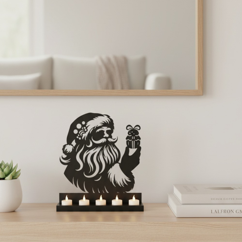 Santa Claus Rustproof Iron Candle Holder