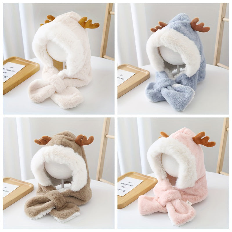 Cute Plush Deer Antler Winter Hat