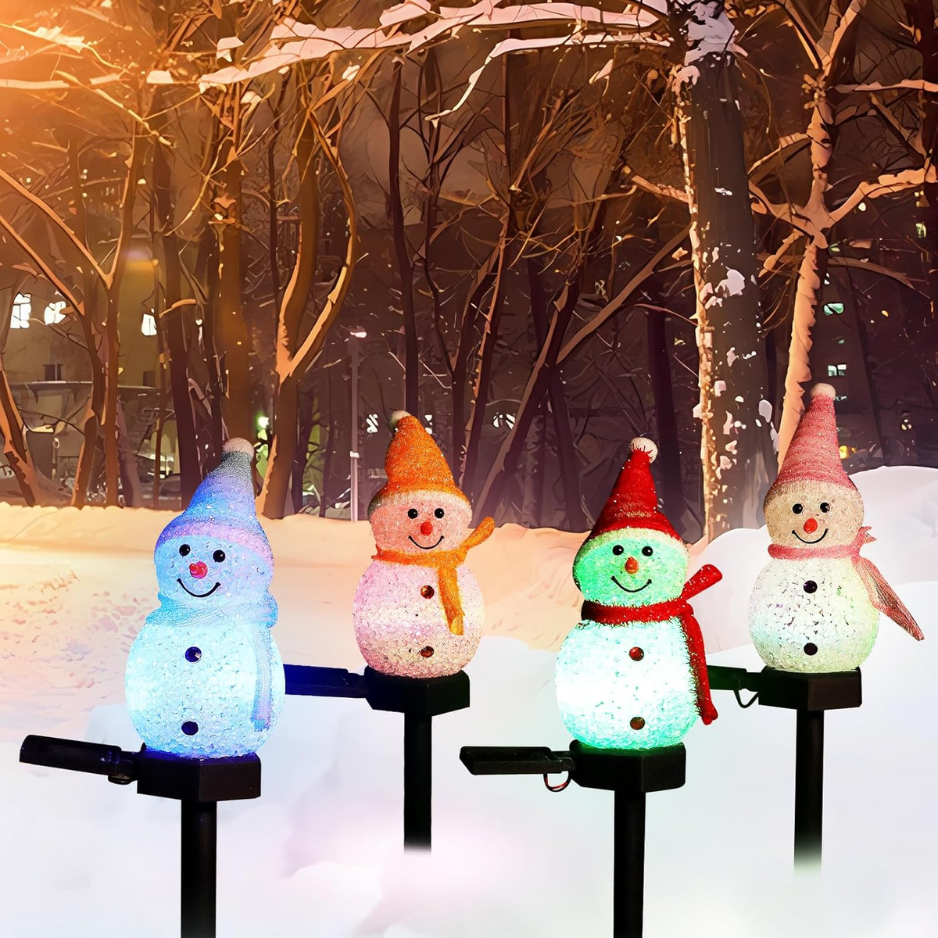 Outdoor Christmas Decorations Christmas Light Stakes For Yard-Snowman