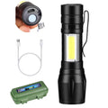 LED Telescopic Mini Flashlight Torch USB Rechargeable Pen Light For Camping COB Light