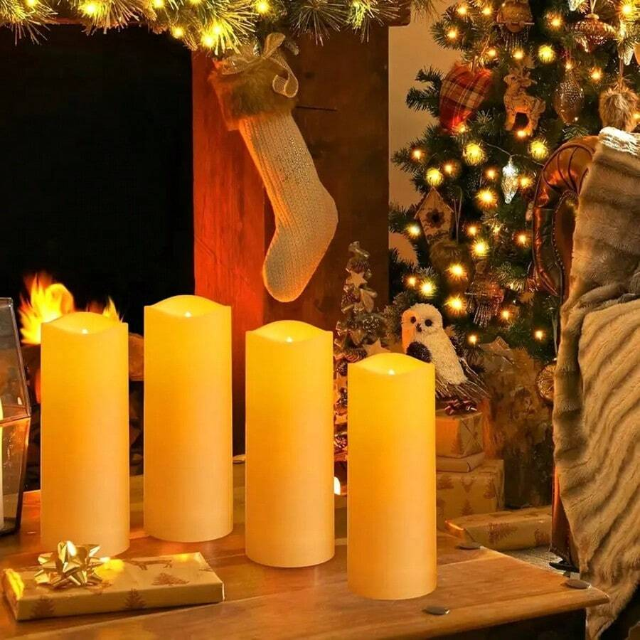 Gold LED Flameless Candles with Remote, 5-Pack
