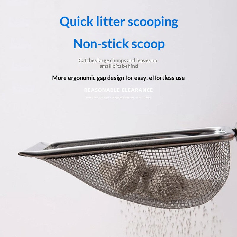 Stainless Steel Fine-Mesh Cat Litter Scoop