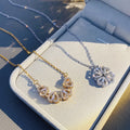 Magnetic Folding Heart Four-Leaf Clover Necklace