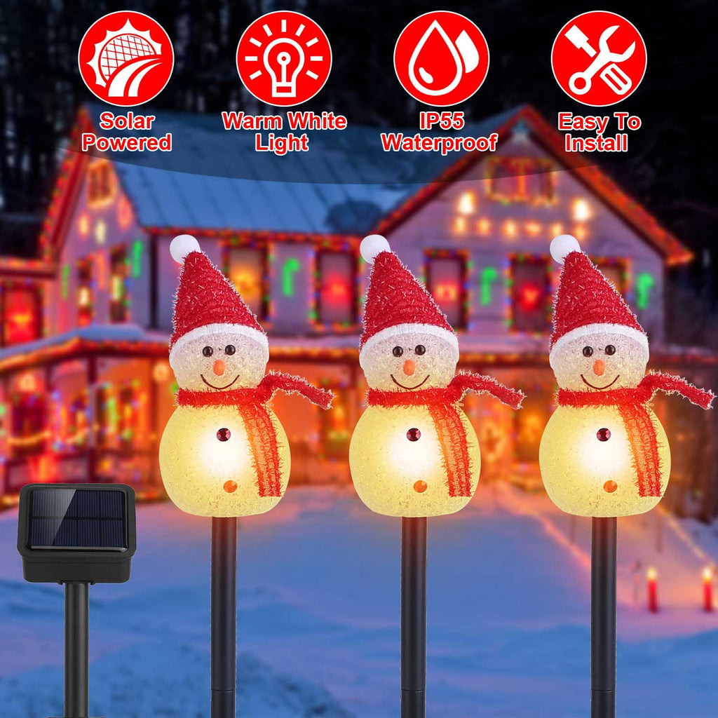 Solar Snowmen Outdoor Christmas Lamp