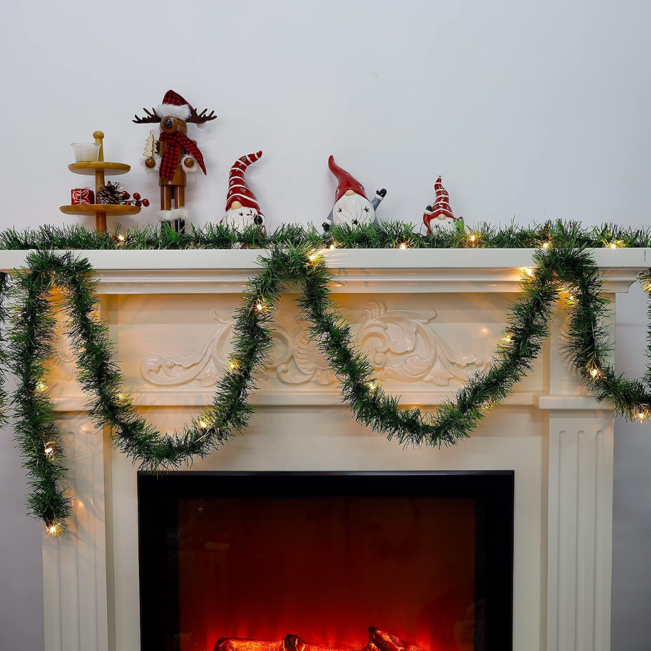 15FT Pre Lit Christmas Green Garland Upgrade