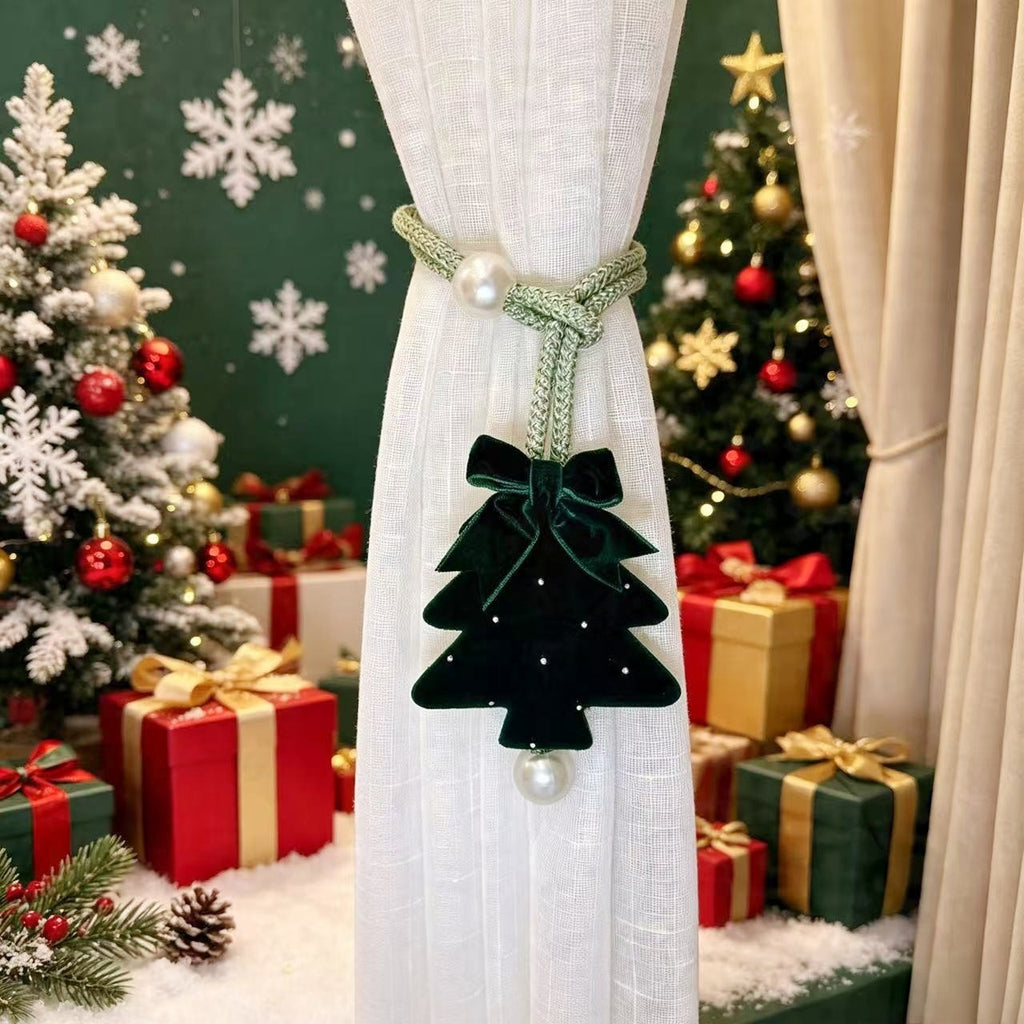 Christmas Velvet Tree Curtain Tieback