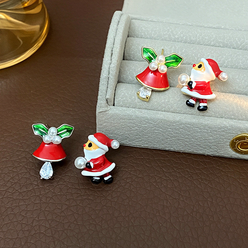 Christmas Copper Santa Bell Earrings