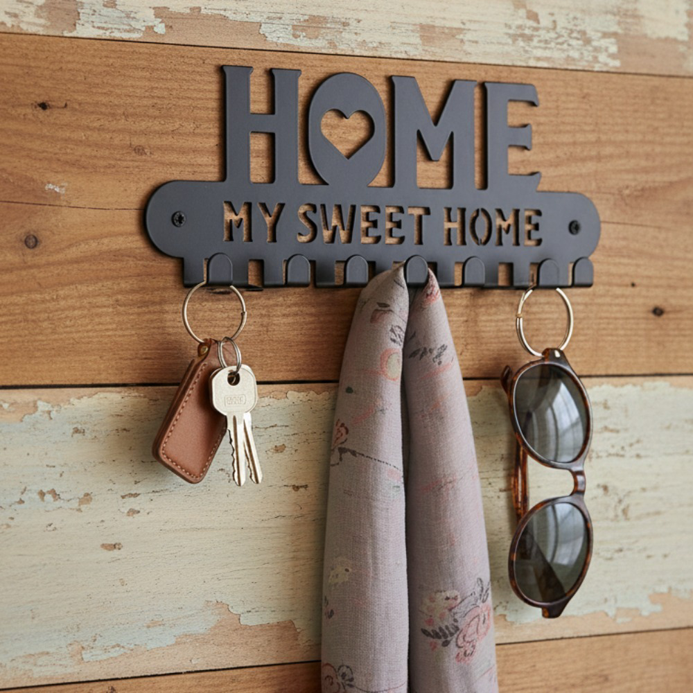 Sweet Home Metal Key Holder with Hooks