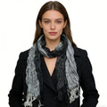Grey Jacquard Winter Long Scarf