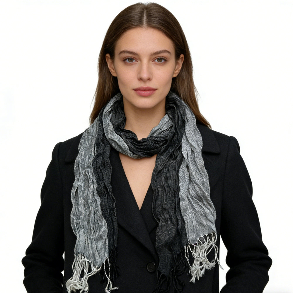 Grey Jacquard Winter Long Scarf