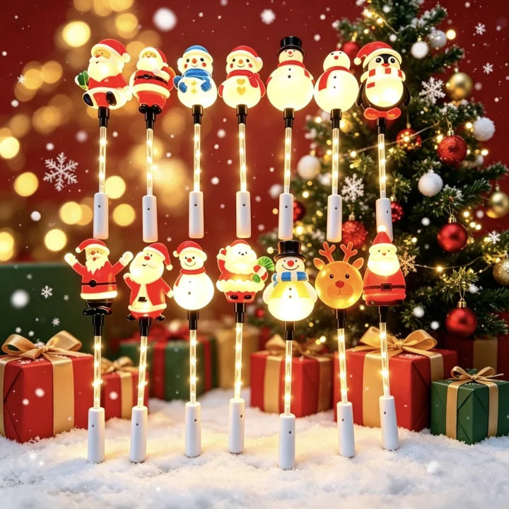 Christmas LED Handheld Light Santa Snowman Reindeer Kids Party Holiday