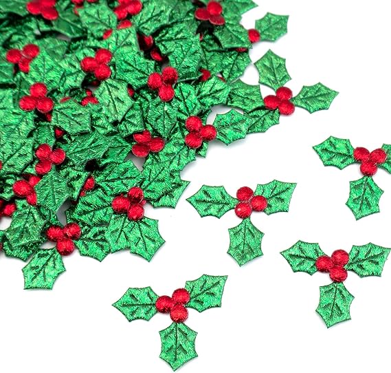 100-Piece Mini Holly Berry Sprigs for Christmas Wreaths