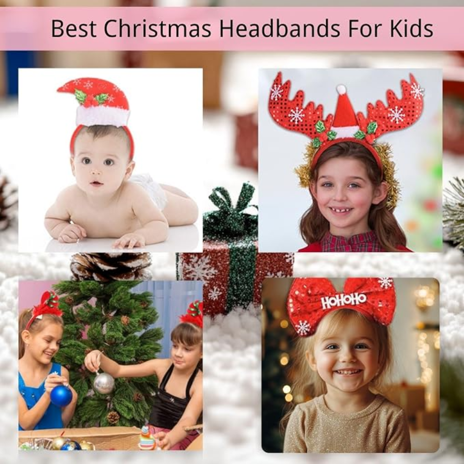 12 PCS Holiday Headbands,Cute Christmas Head Hat Toppers,Great Fun